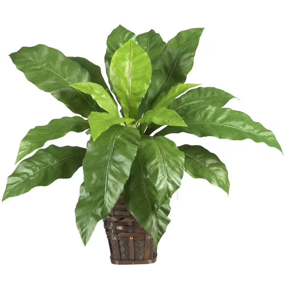 22 In. Artificial Bird'S Nest Fern Silk Plant with Basket