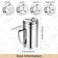 3 Pieces Seasoning Bottle with Handle Stainless Steel Spice Shaker Metal Versatile Dredge Shaker with Rotating Cover for Cooking Kitchen Gadget (Fan Style Lid,Large)