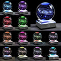 3D Solar System Crystal Ball with LED Colorful Lighting Touch Base, Solar System Model Decor Science Astronomy Gifts God Bless the World Easter Religious Space Gifts Decor