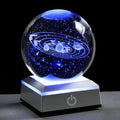 3D Solar System Crystal Ball with LED Colorful Lighting Touch Base, Solar System Model Decor Science Astronomy Gifts God Bless the World Easter Religious Space Gifts Decor