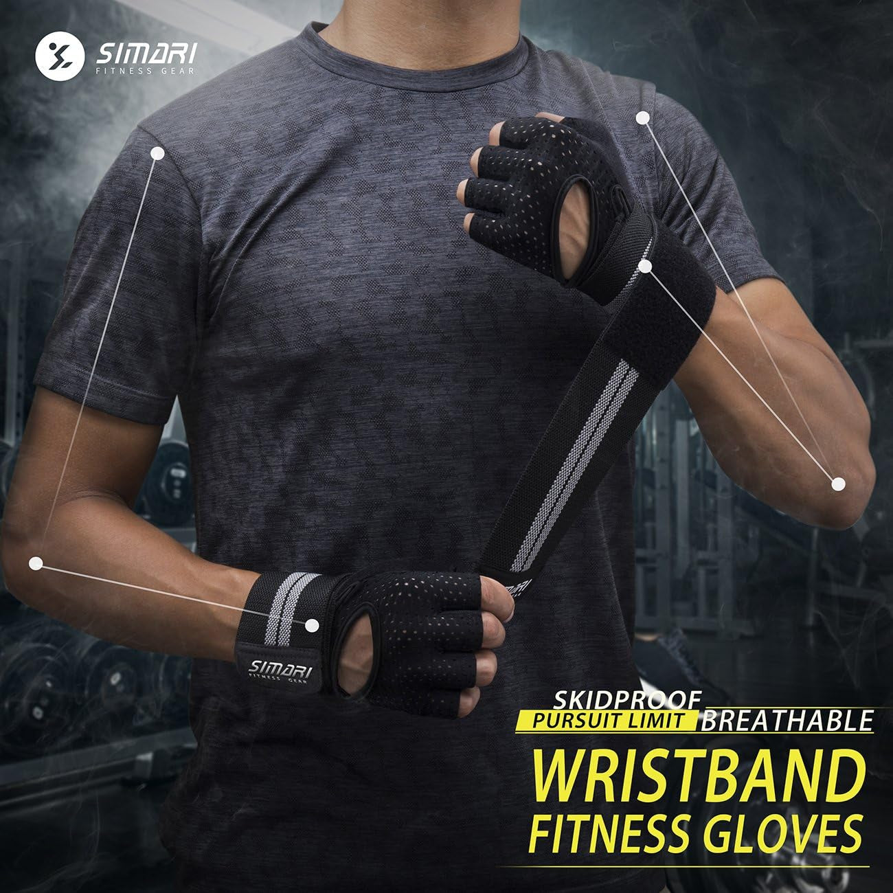 Workout Gloves Men and Women Weight Lifting Gloves with Wrist Wraps Support for Gym Training, Full Palm Protection for Fitness, Weightlifting, Exercise, Hanging, Pull Ups