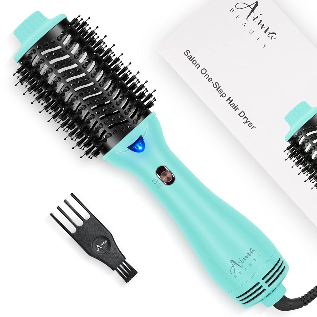 Hot Air Brush,  Professional One Step Hair Dryer & Volumizer 4 in 1 Upgrade Anti-Scald Negative Ionic Technology for All Hair Types, Light Green