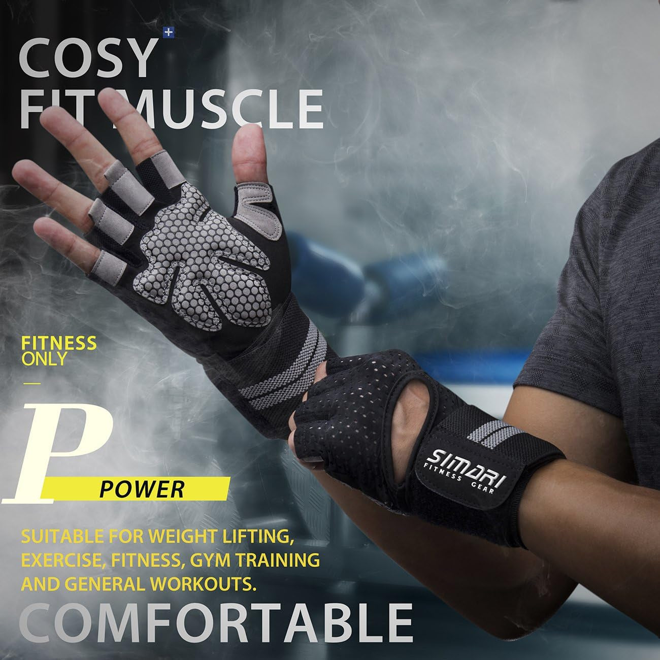 Workout Gloves Men and Women Weight Lifting Gloves with Wrist Wraps Support for Gym Training, Full Palm Protection for Fitness, Weightlifting, Exercise, Hanging, Pull Ups