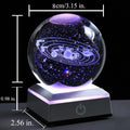 3D Solar System Crystal Ball with LED Colorful Lighting Touch Base, Solar System Model Decor Science Astronomy Gifts God Bless the World Easter Religious Space Gifts Decor