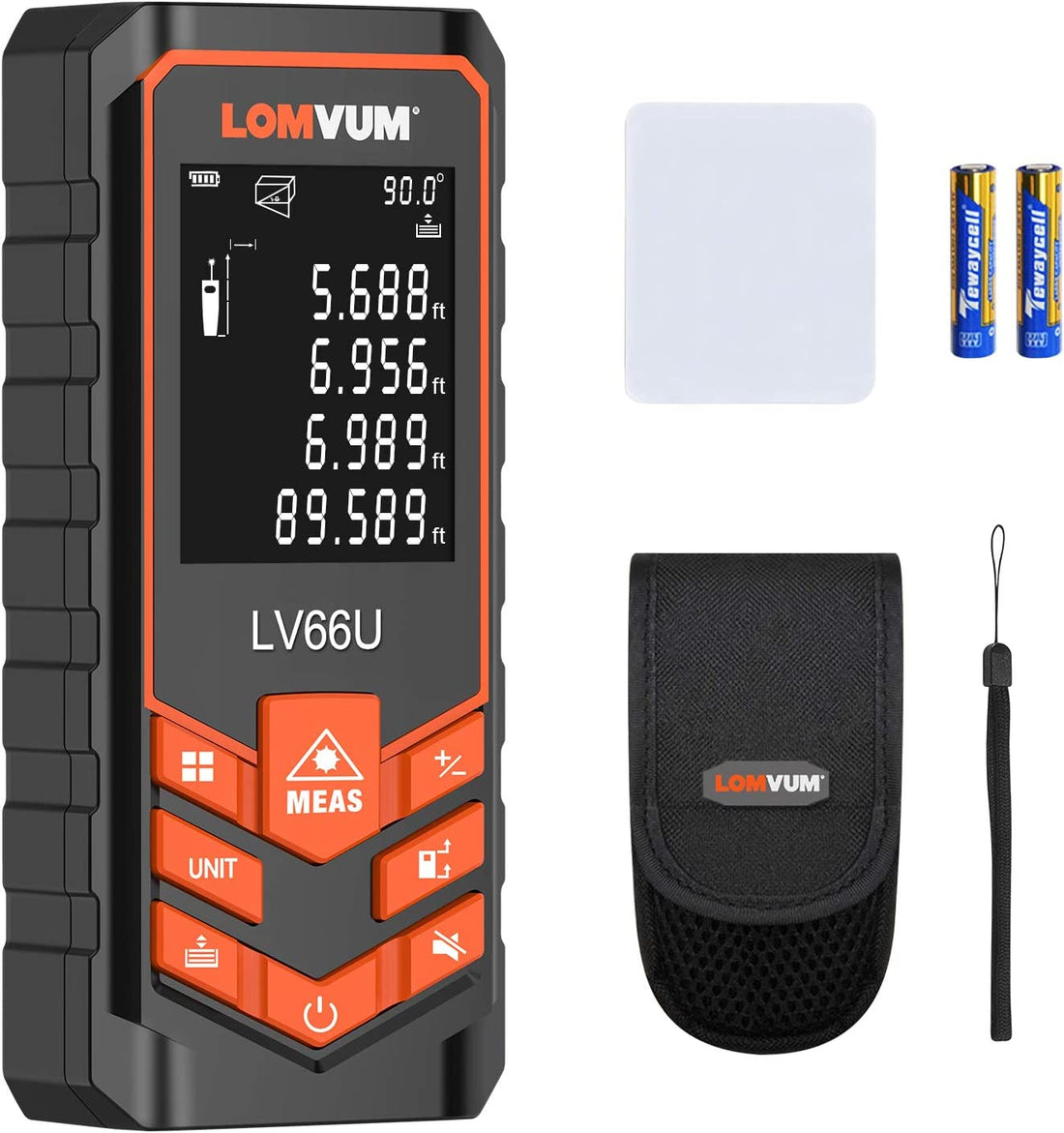 Laser Measure 393Ft -  Laser Tape Measure Laser Measurement Tool with M/In/Ft Unit Switching, Backlit LCD, Pythagorean Mode, Measure Distance, Area and Volume - Carry Pouch and Battery Included