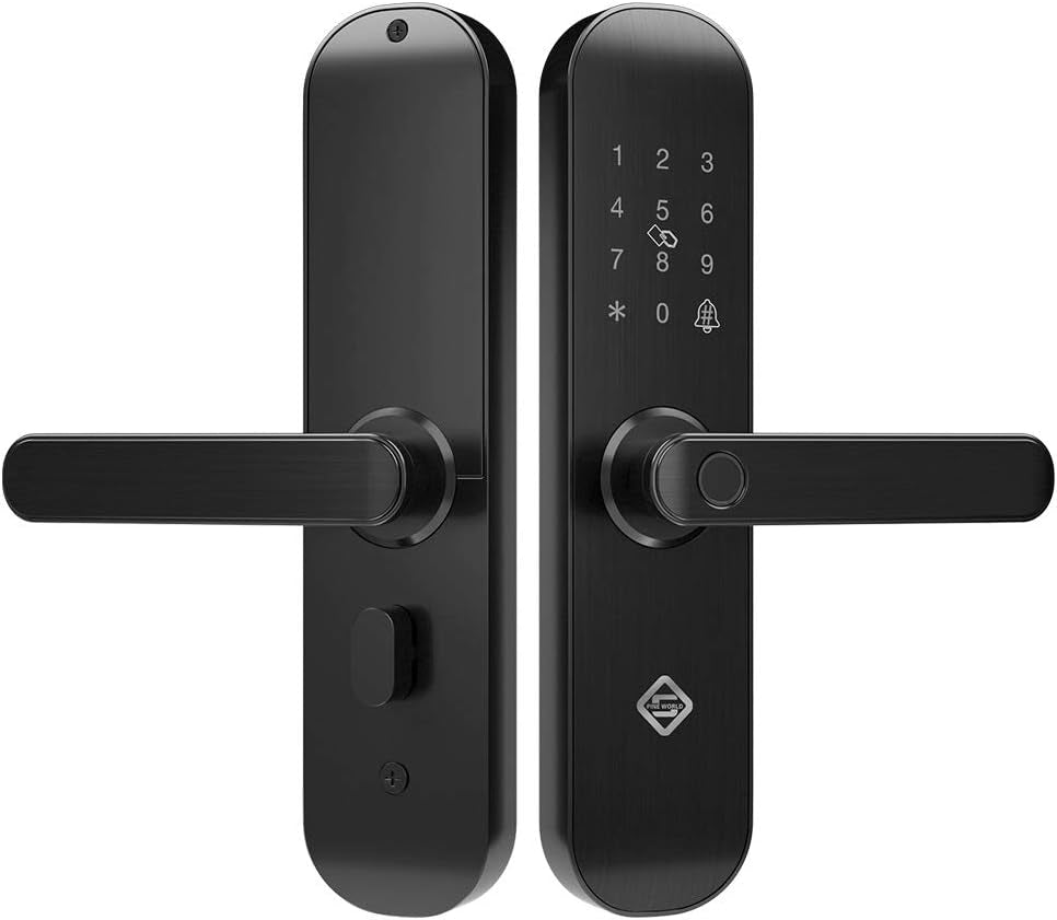 E202Pro Smart Fingerprint Door Lock, Wifi Bluetooth App Remote Control Lock for Office/Apartment Business Use, Handle Free Reversible