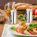 3 Pieces Seasoning Bottle with Handle Stainless Steel Spice Shaker Metal Versatile Dredge Shaker with Rotating Cover for Cooking Kitchen Gadget (Fan Style Lid,Large)